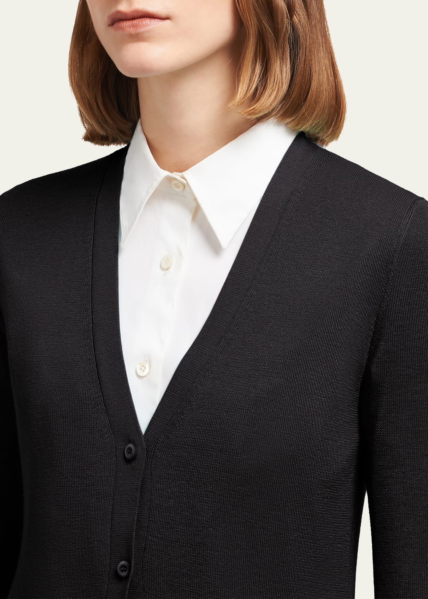 V-Neck Cashmere-Silk Cardigan - 5