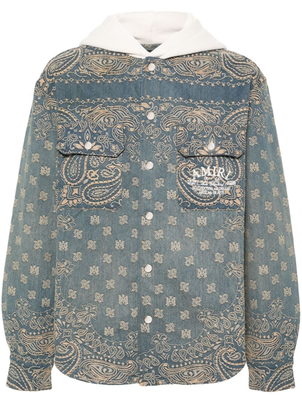 logo-embroidered patterned-jacquard shirt - 1