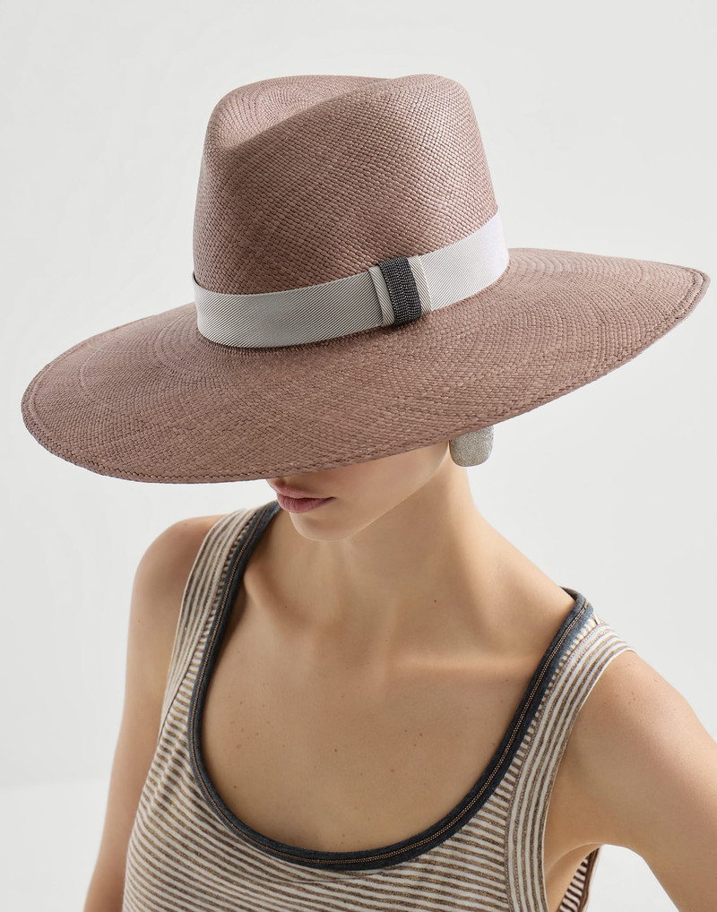 Straw fedora with precious leather band 3