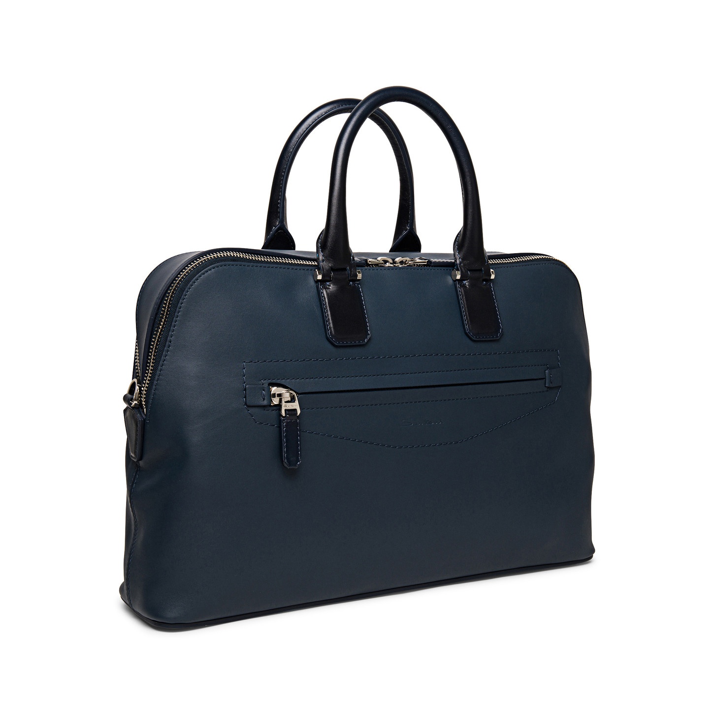 Blue leather laptop bag - 5