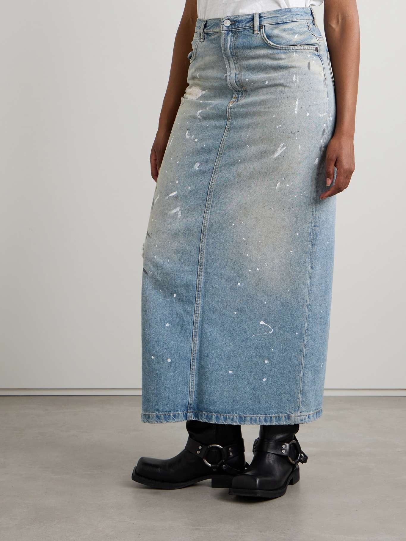 Paint-splattered denim maxi skirt - 3