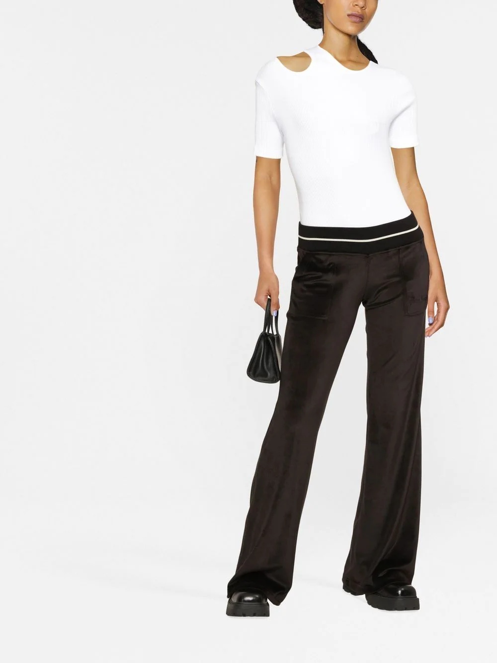 stripe-detail flared trousers - 2