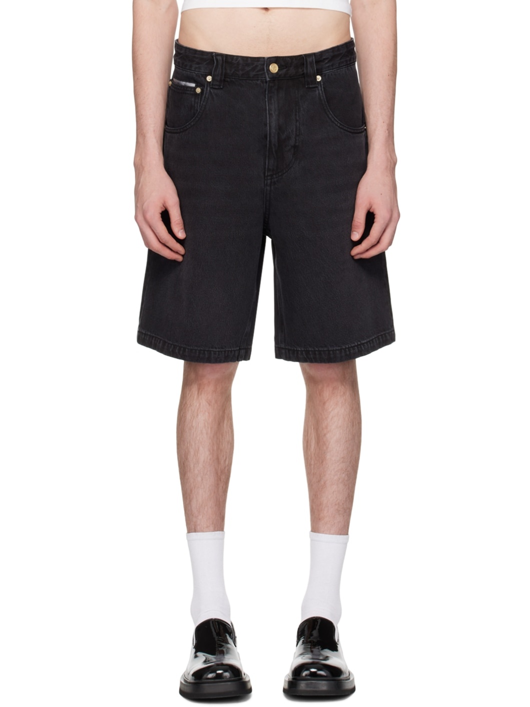 SSENSE Exclusive Black Keanu Denim Shorts - 1