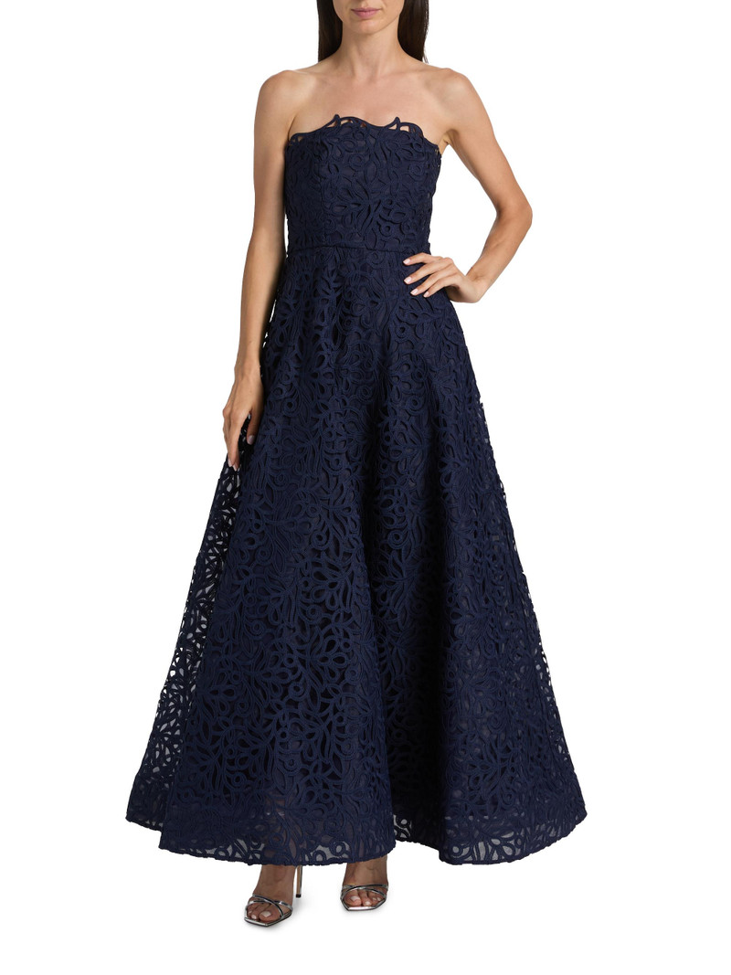 Women's Sonja Curled Lace Gown - Navy 3