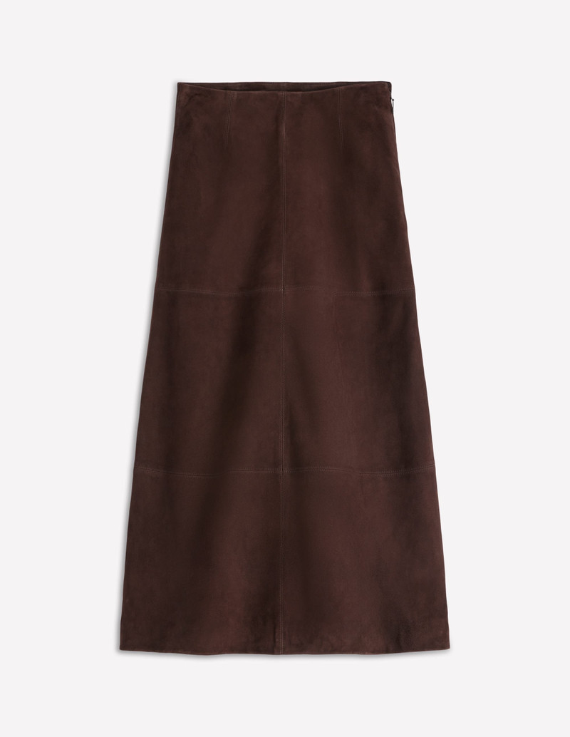Suede Midi Skirt-Dark Chocolate 1