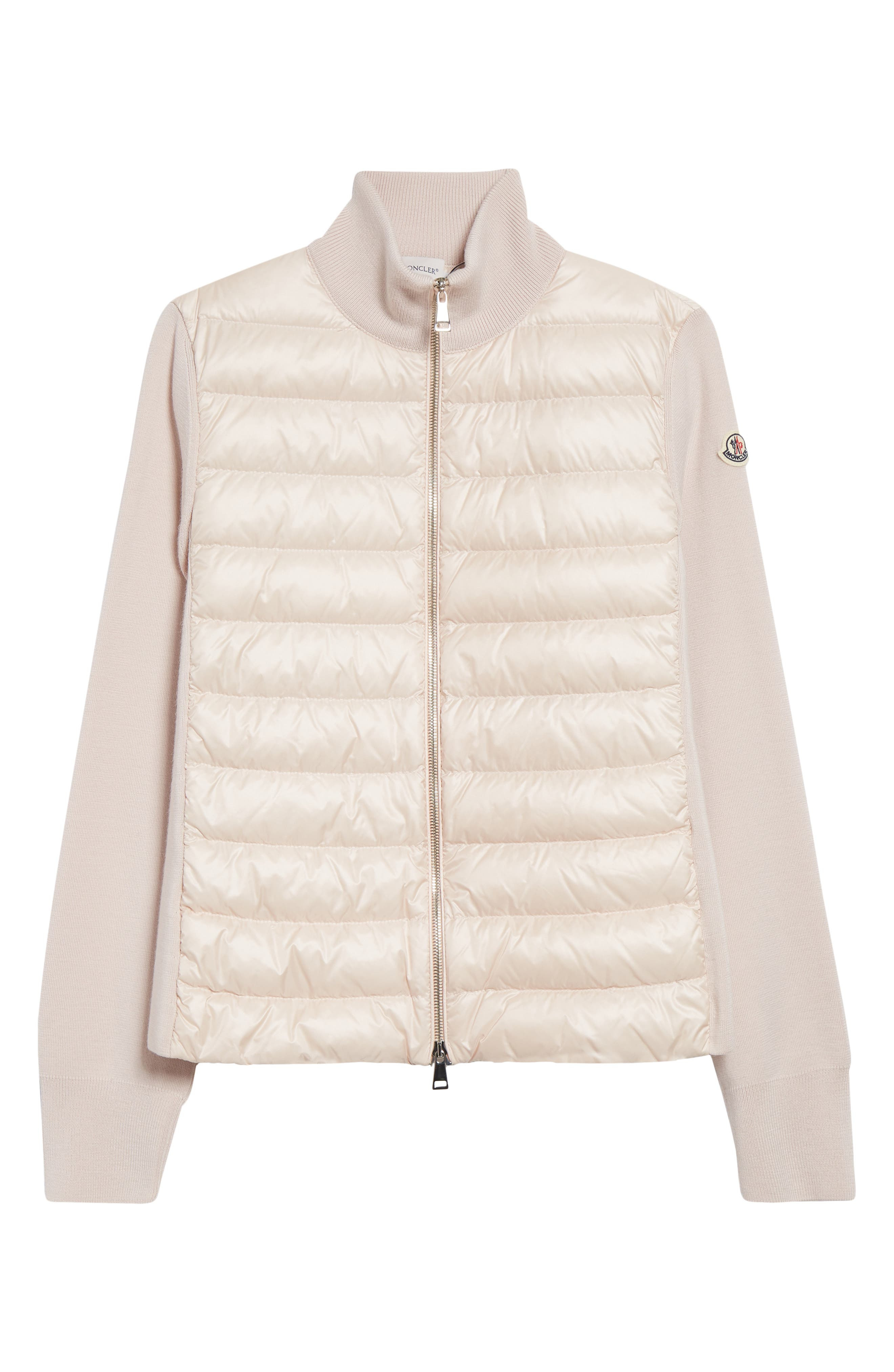 Moncler Wool Knit & Quilted Down Cardigan in Mother Of Pearl at Nordstrom - 6