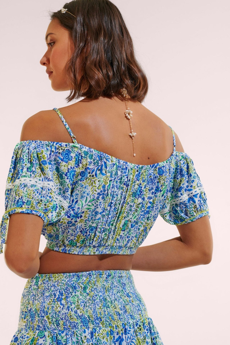 Poupette St Barth Top Bonny - White Blue Nature outlook