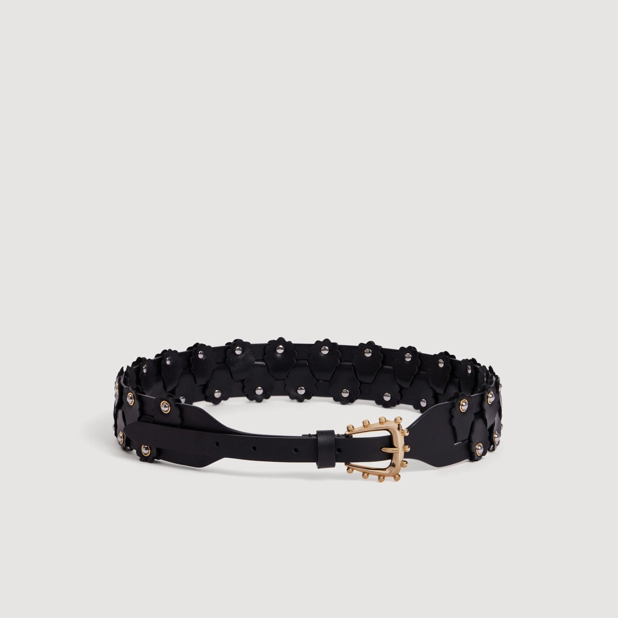 INTERLACED LEATHER BELT WITH STUDS - 1