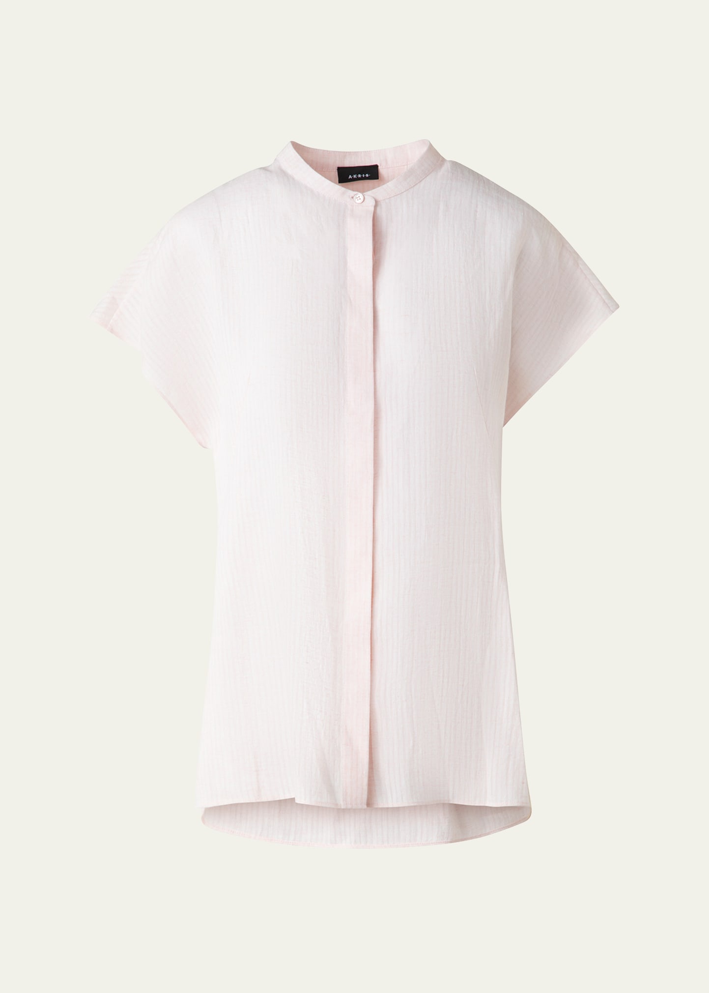 Linen Voile Button-Front Blouse - 1