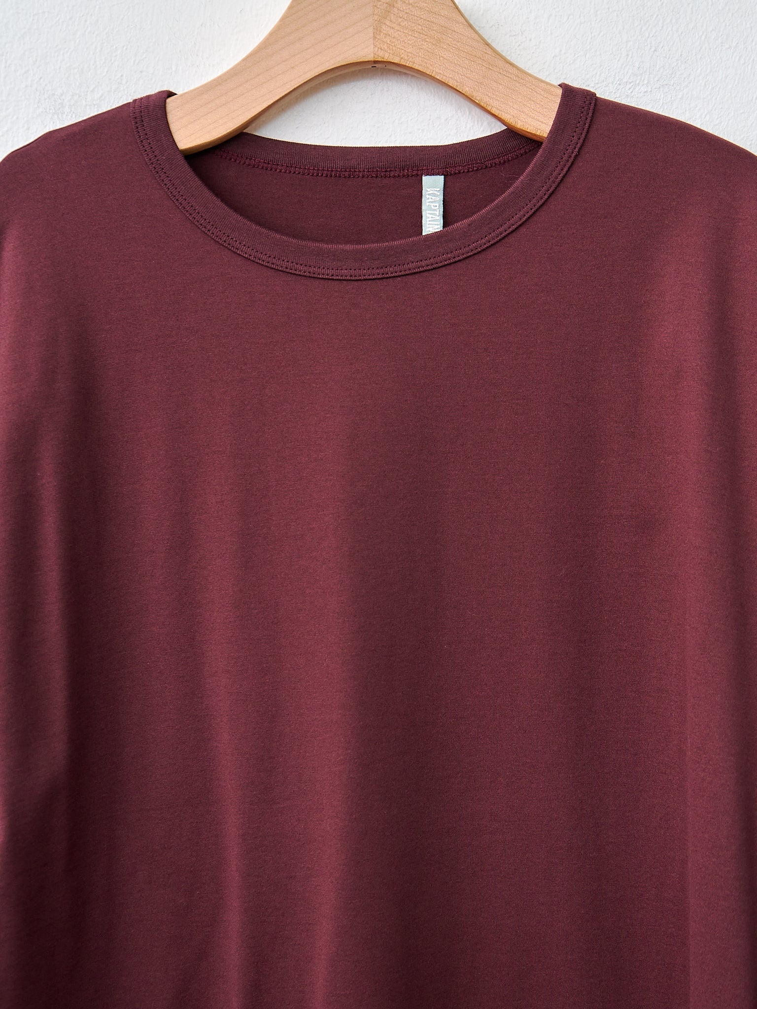 Suvin Suede Tenjiku Half Sleeve Tee - Burgundy - 5