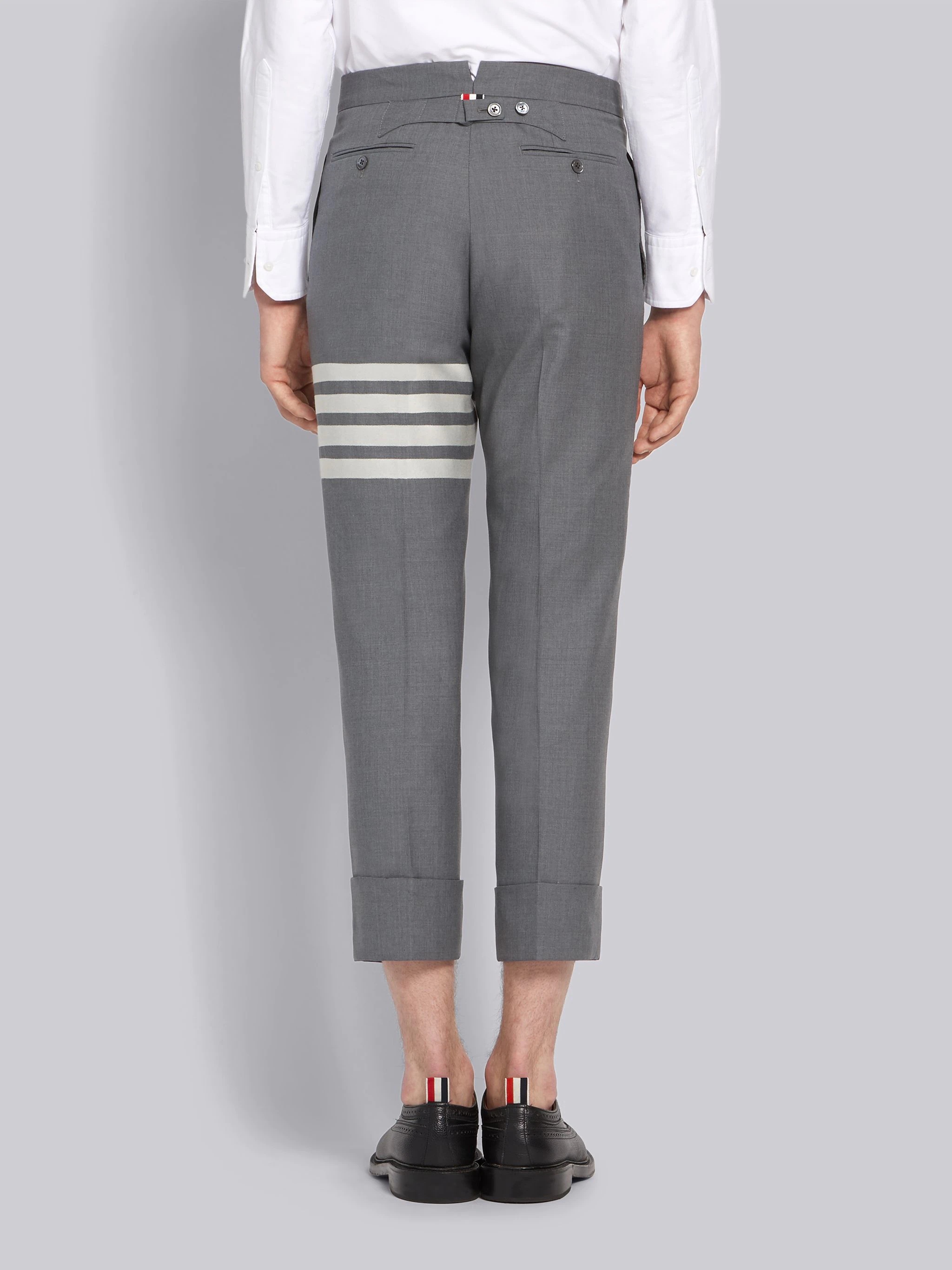 Medium Grey Plain Weave Suiting Classic 4-Bar Trouser - 3