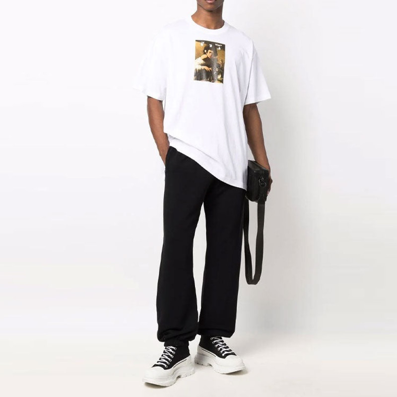 Off-White Off-White FW21 Pattern Alphabet Printing Round Neck Short Sleeve Loose Fit White OMAA038F21JER005018 outlook