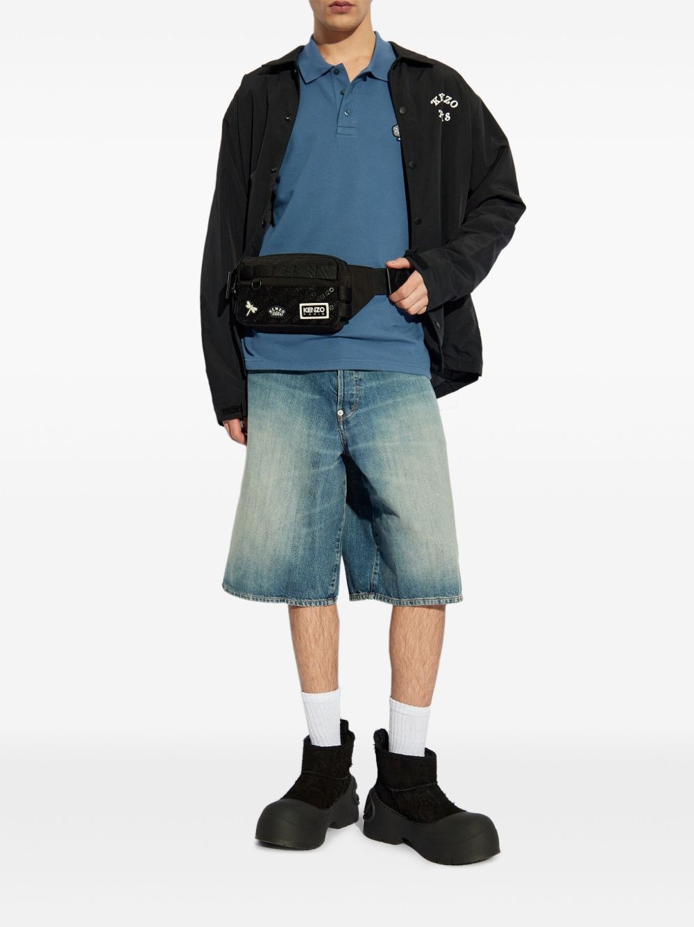 whiskering-effect denim shorts - 2