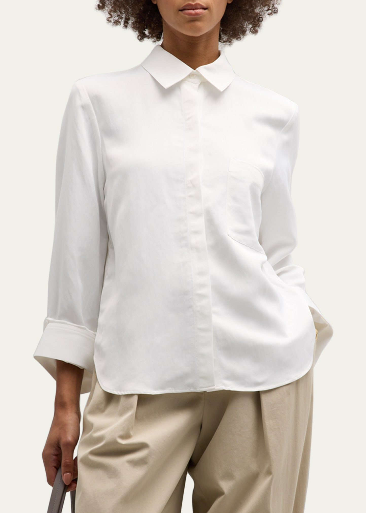 Cotton Button-Front Boyfriend Shirt - 4