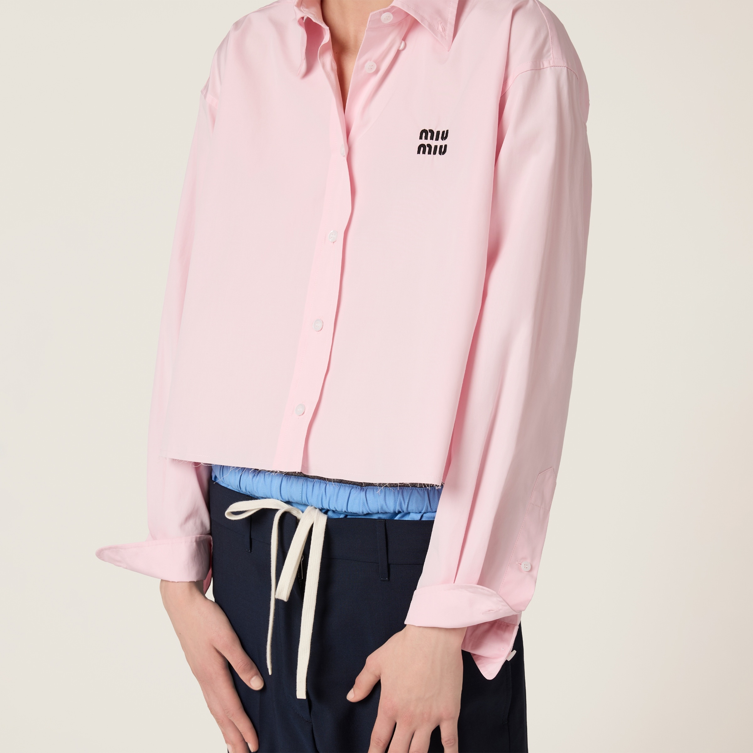 Tシャツ・カットソー MiuMiu FW25 Pink poplin shirt (MK1971SOOO10RG F0028) Tシャツ・カットソー MiuMiu FW25 Pink poplin shirt