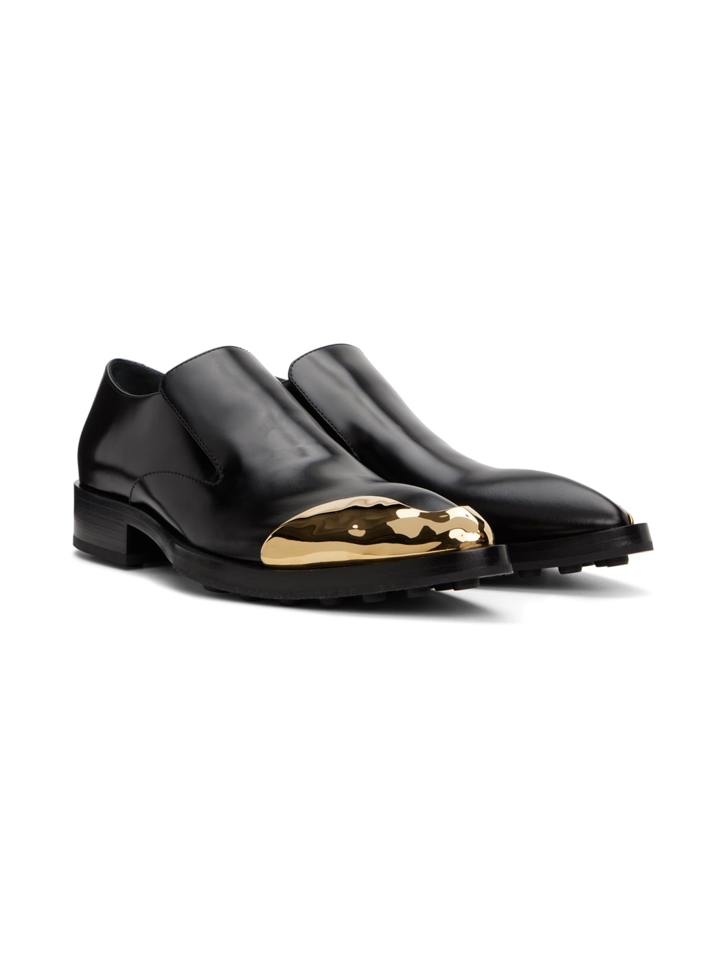 Black Metal Cap Loafers - 4