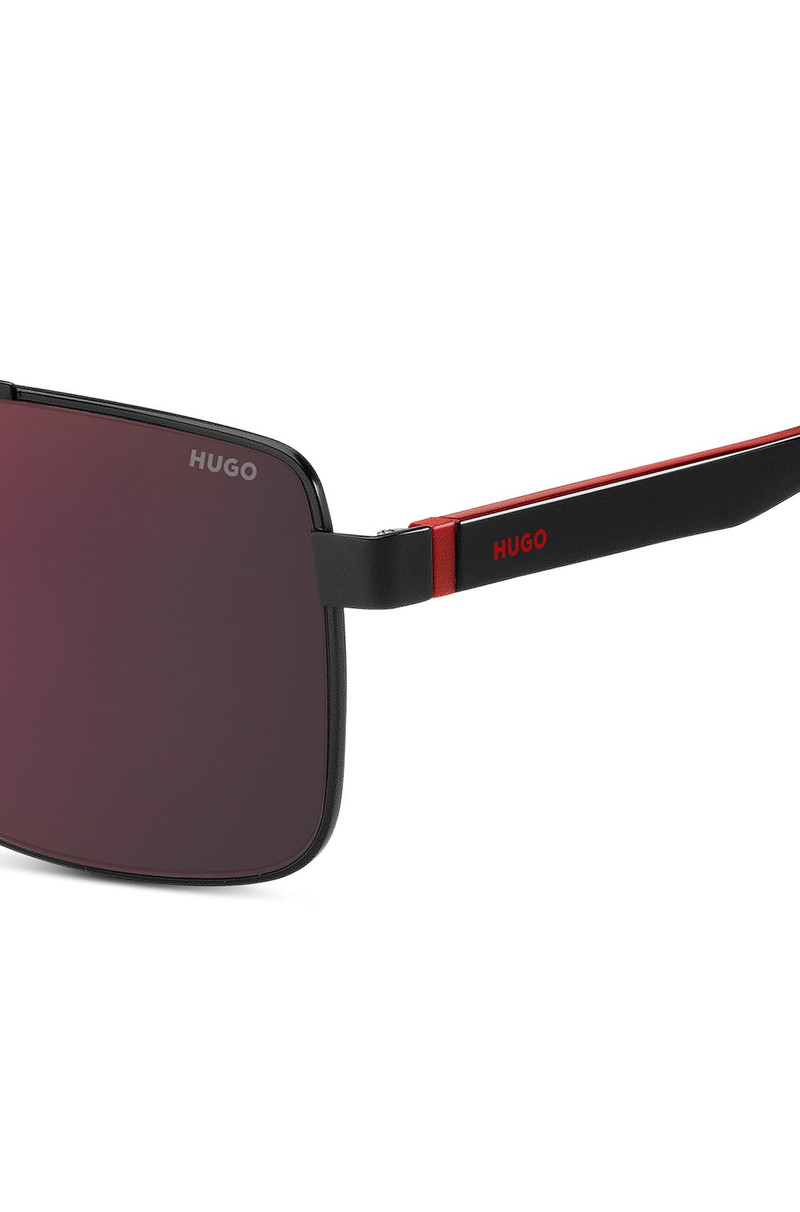 HUGO DOUBLE-BRIDGE SUNGLASSES IN BLACK AND RED outlook