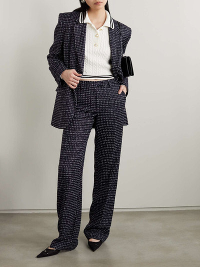 Alessandra Rich Sequin-embellished metallic tweed straight-leg pants outlook