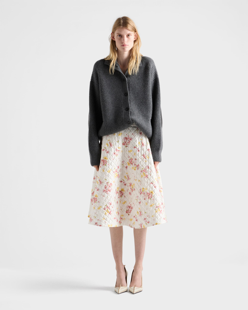 Prada Floral print quilted satin circle skirt outlook