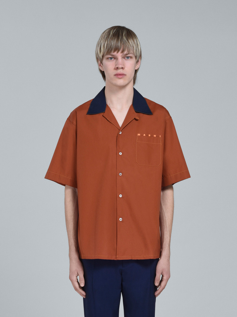 Marni BROWN LOGO PRINT POPLIN BOWLING SHIRT outlook