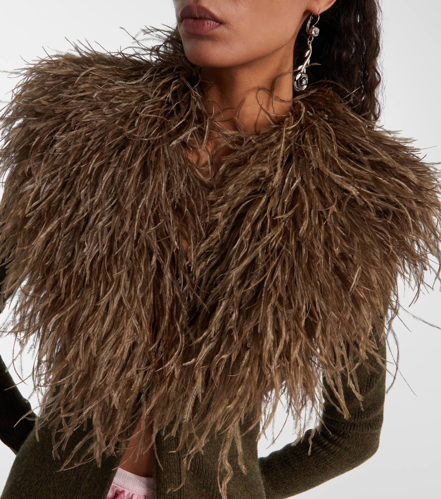 Feather-trimmed wool cardigan - 4