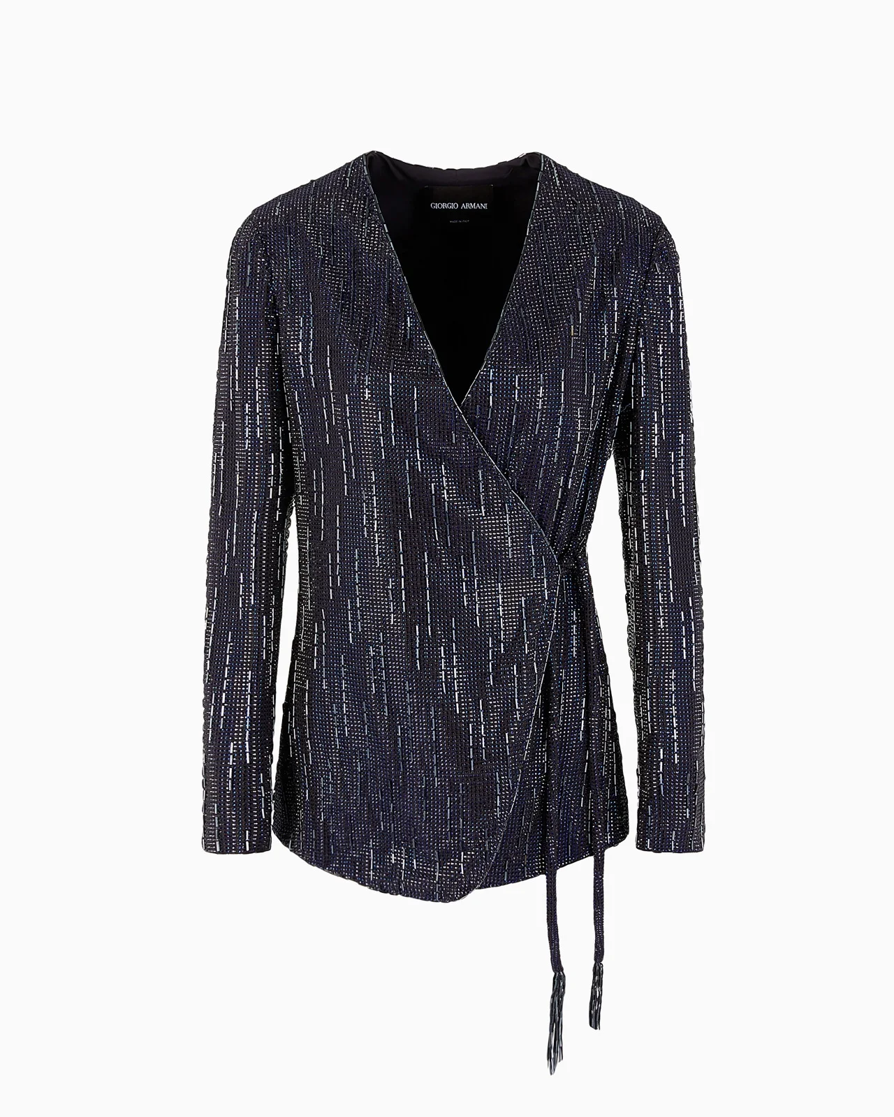 Long silk jacket with crystal embroidery - 1