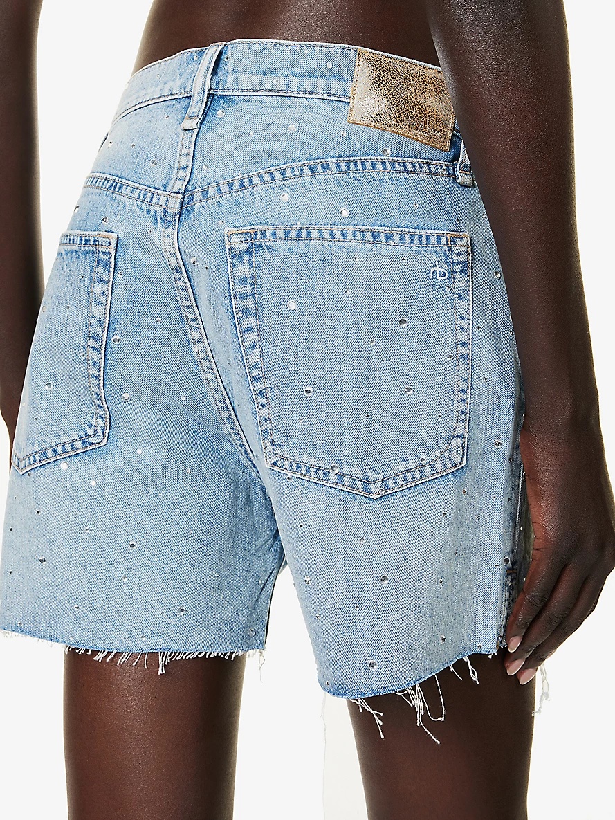 Solana rhinestone-embellished denim shorts - 6
