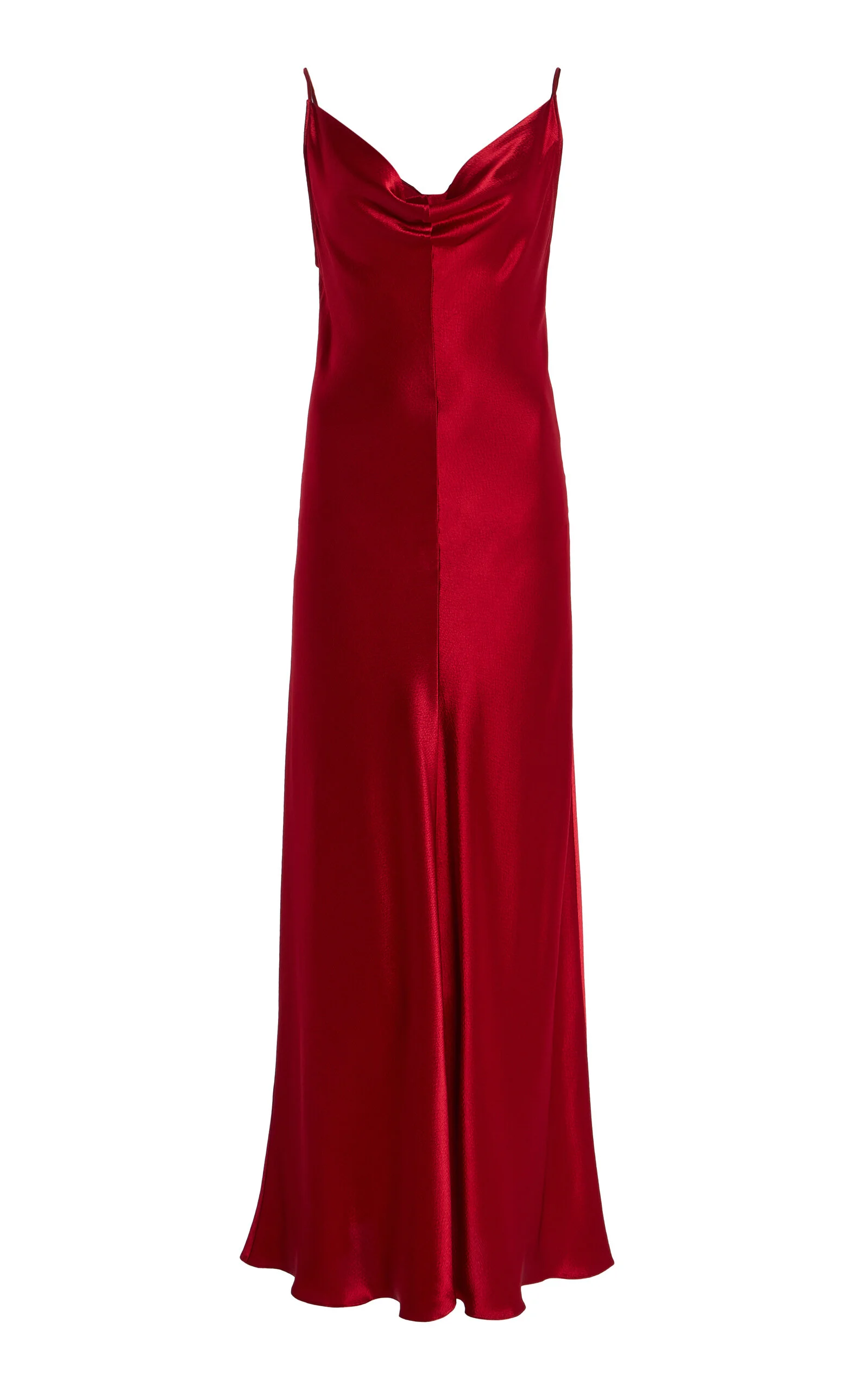 Emi Draped Hammered-Satin Midi Slip Dress red - 1
