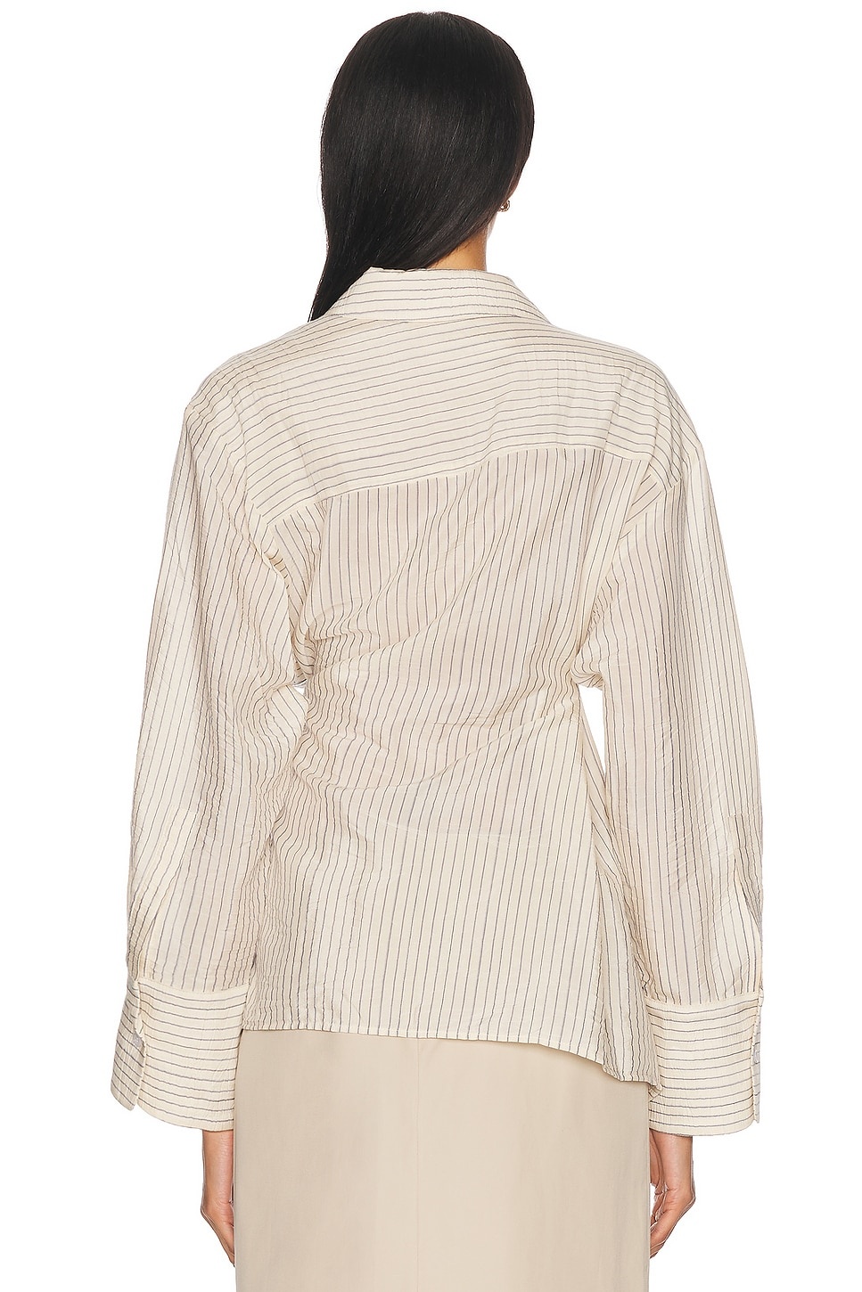 Asymmetric Waisted Striped Shirt - 4