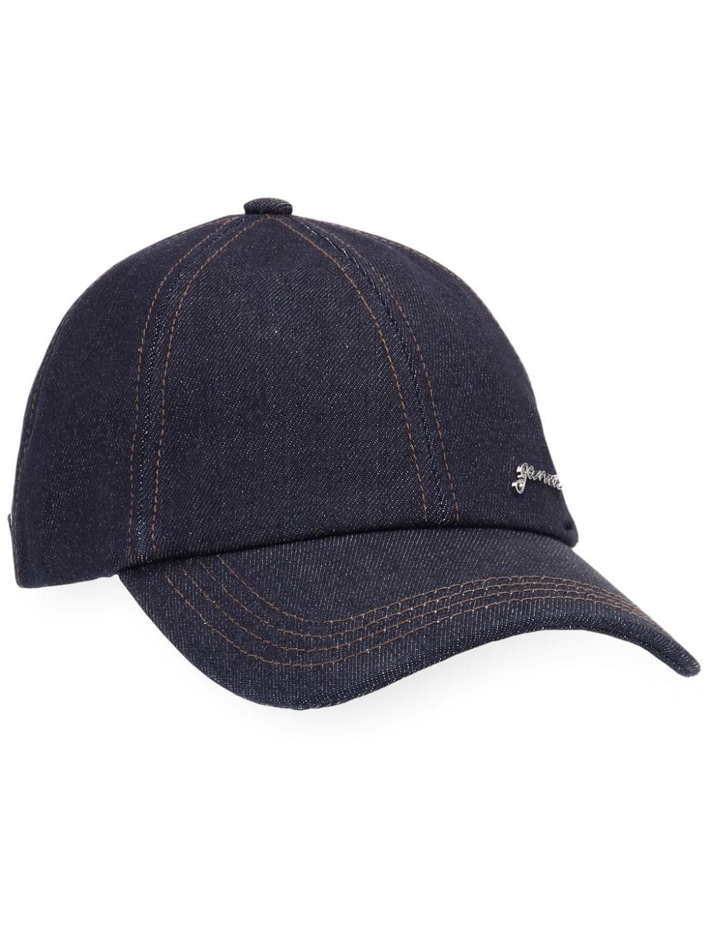 logo-tag denim cap - 1