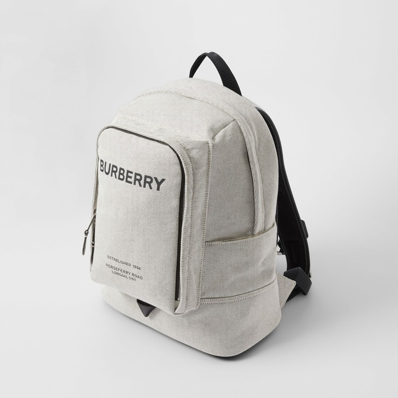 Large Logo Print Cotton Canvas Backpack 4