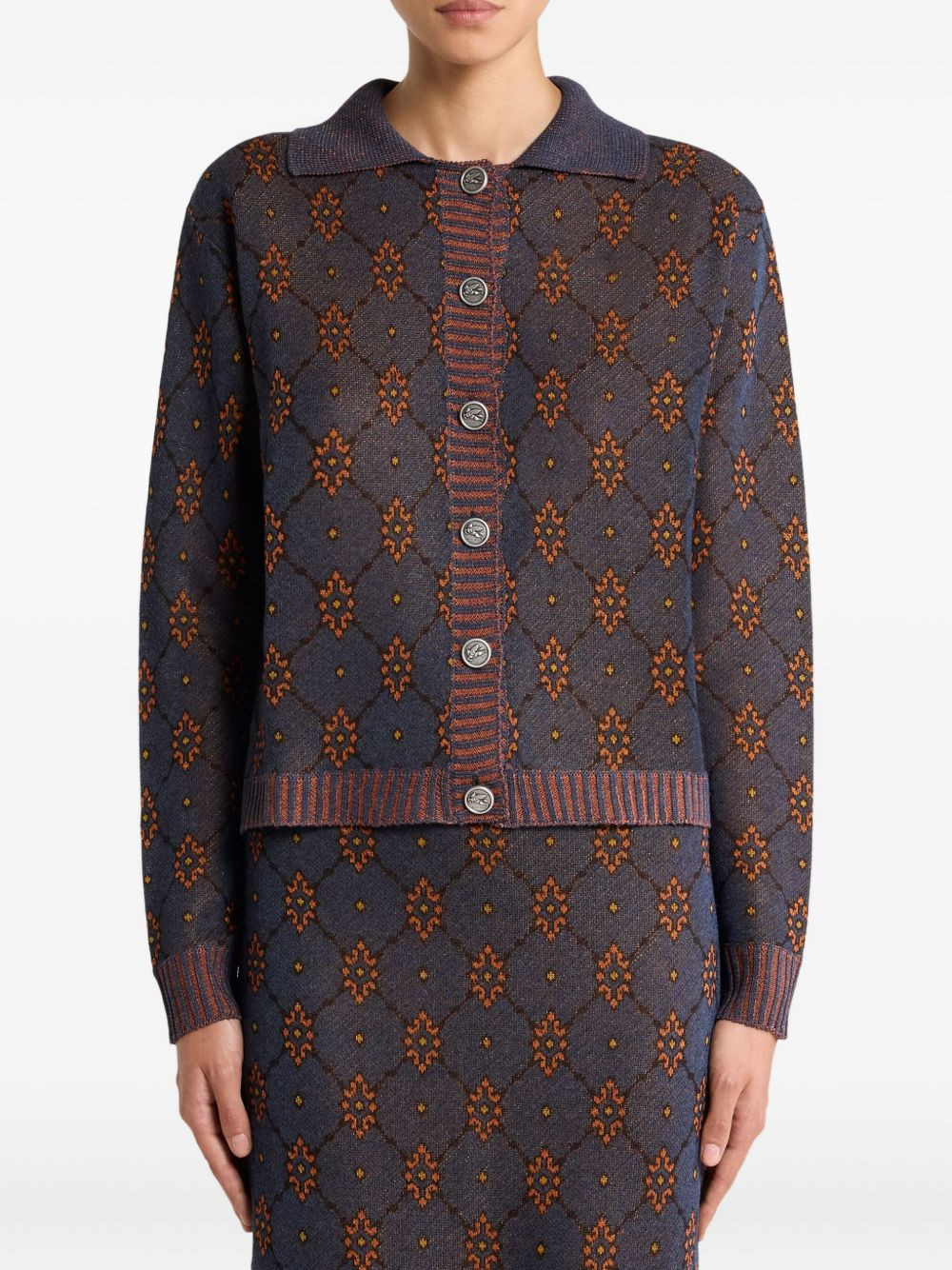 polo-neck patterned cardigan - 3