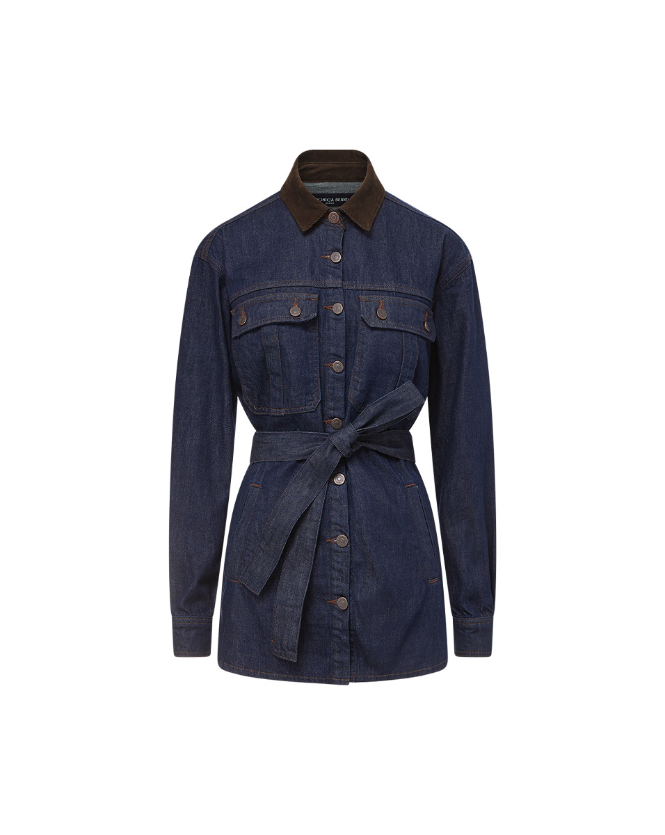 MIKAELA SHACKET WITH CORDUROY COLLAR - 1