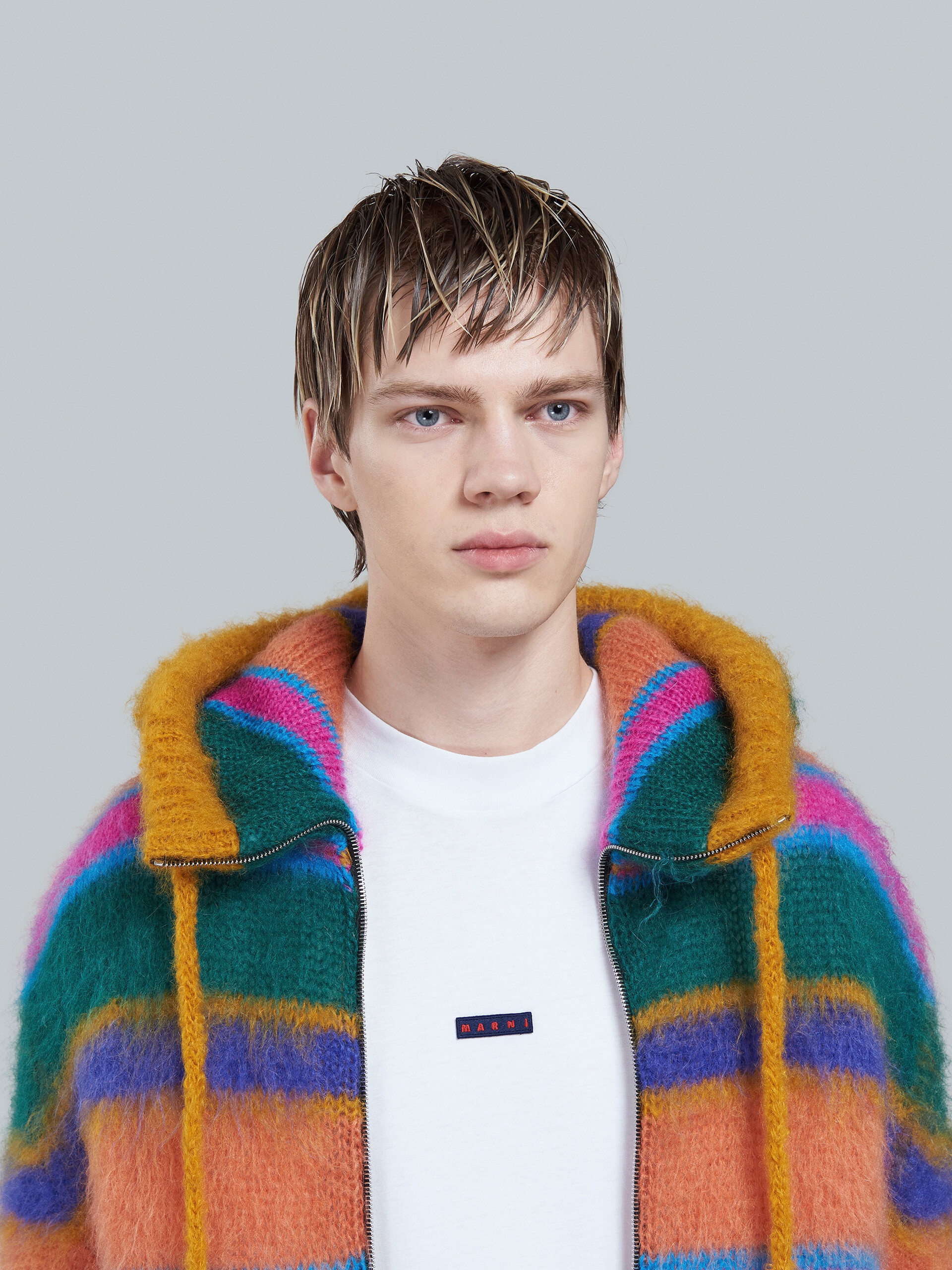 STRIPED MOHAIR AND WOOL HOODED CARDIGAN - 4