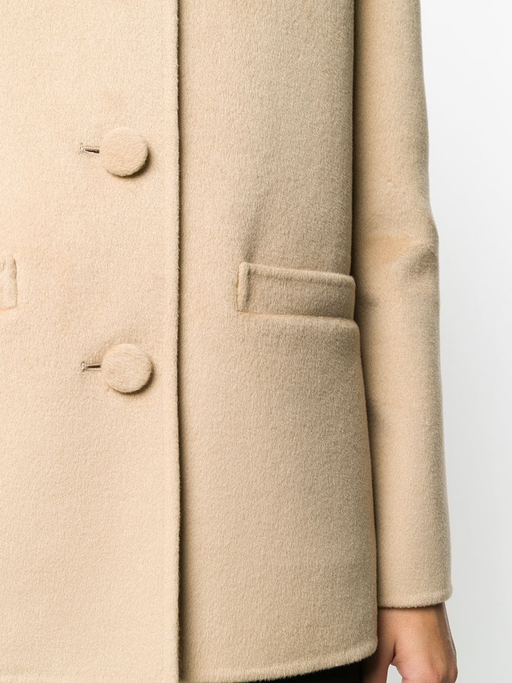 collarless button-through coat - 5