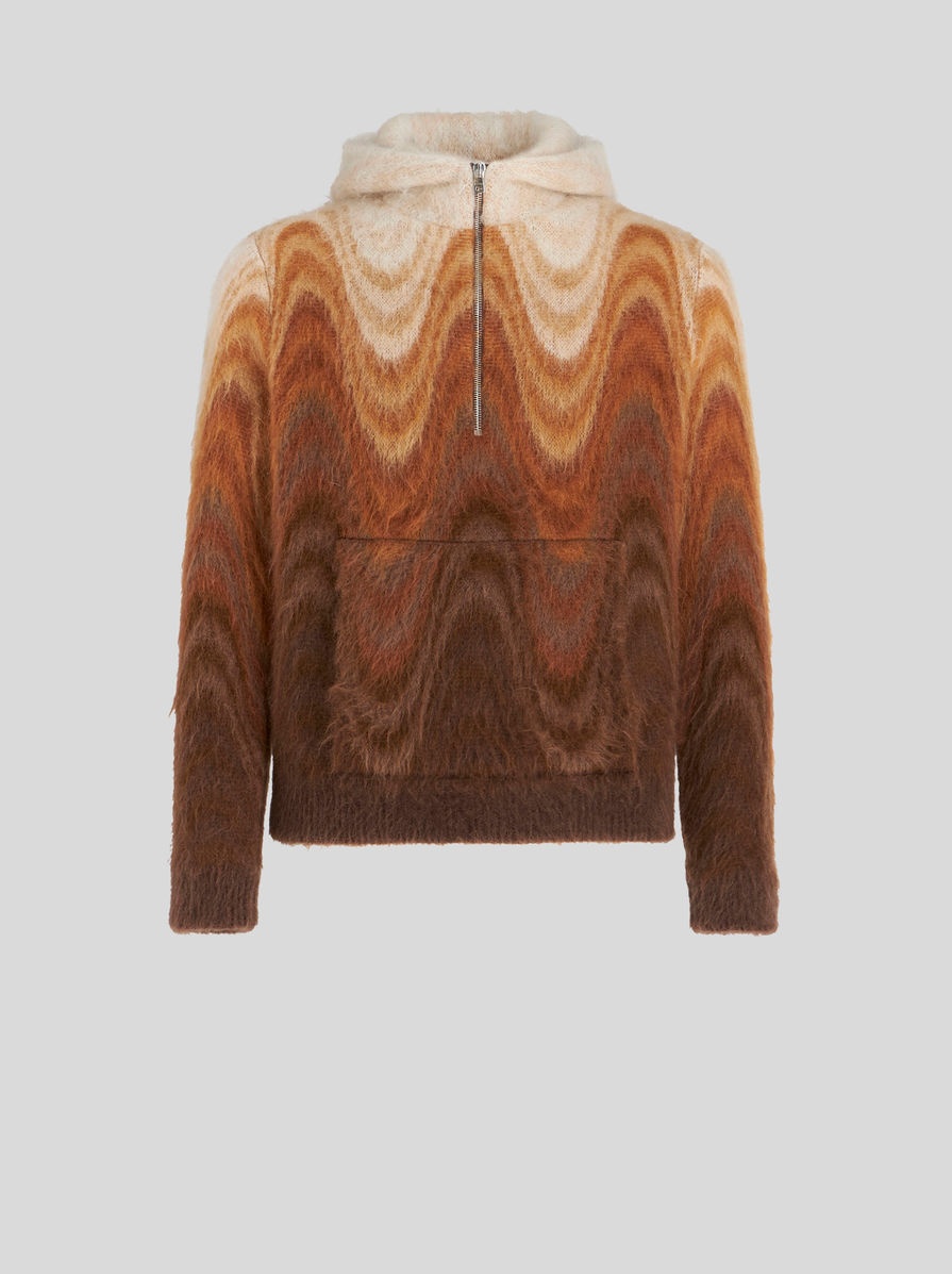 SWEATSHIRT WITH KNITTED HOOD IN JACQUARD - 1