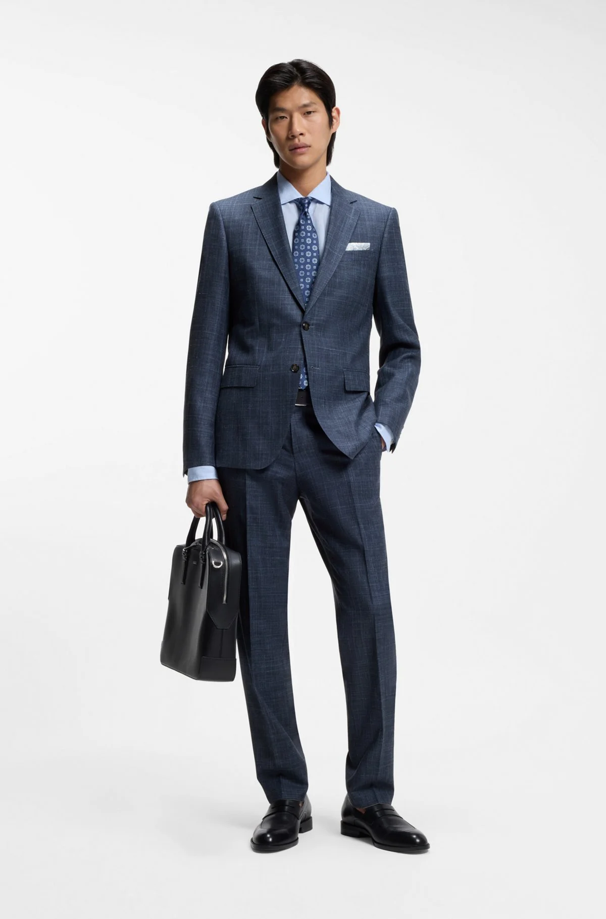 TWO-PIECE SLIM-FIT SUIT IN WOOL, SILK AND LINEN - 1