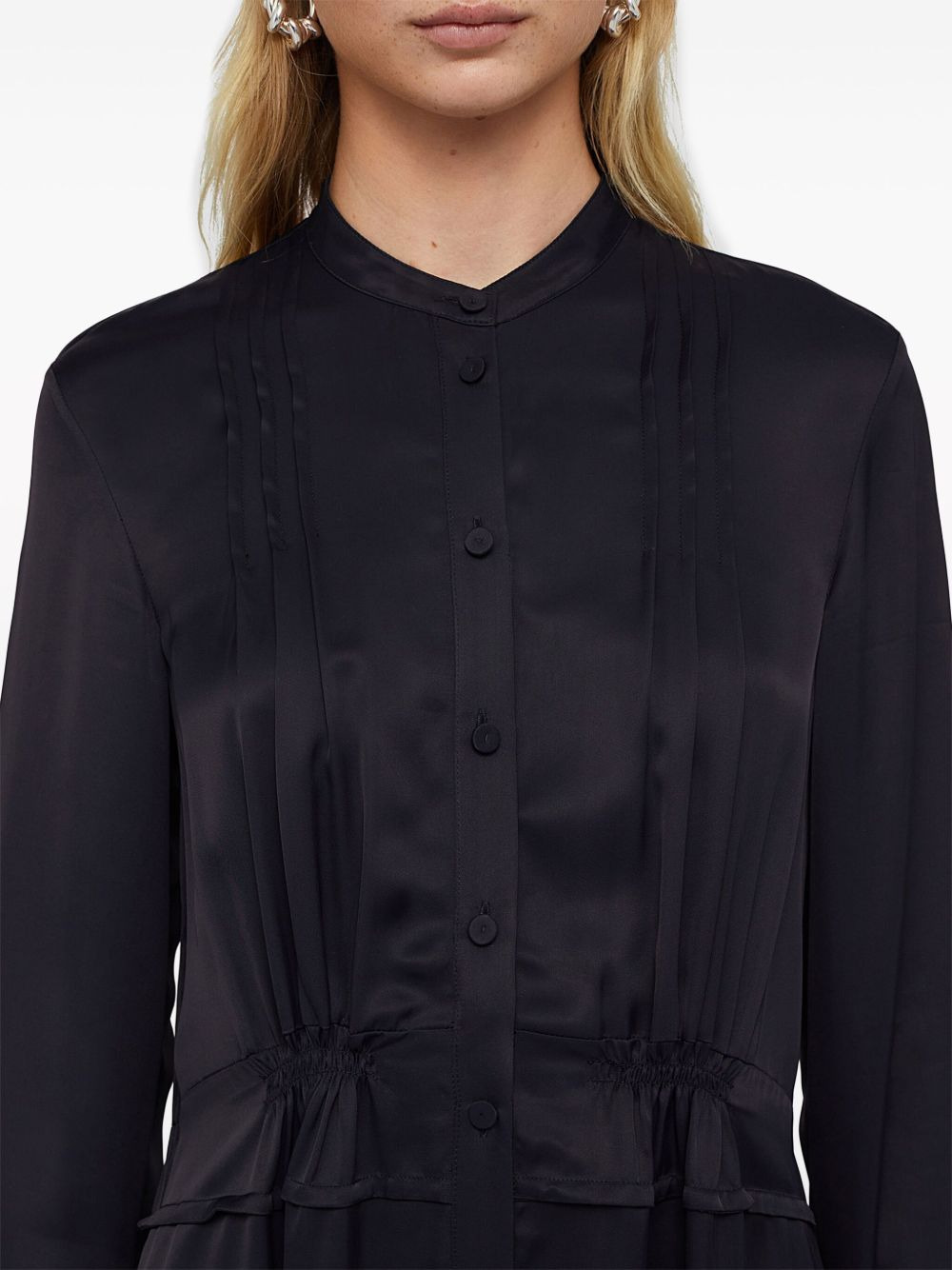band-collar midi shirtdress - 4