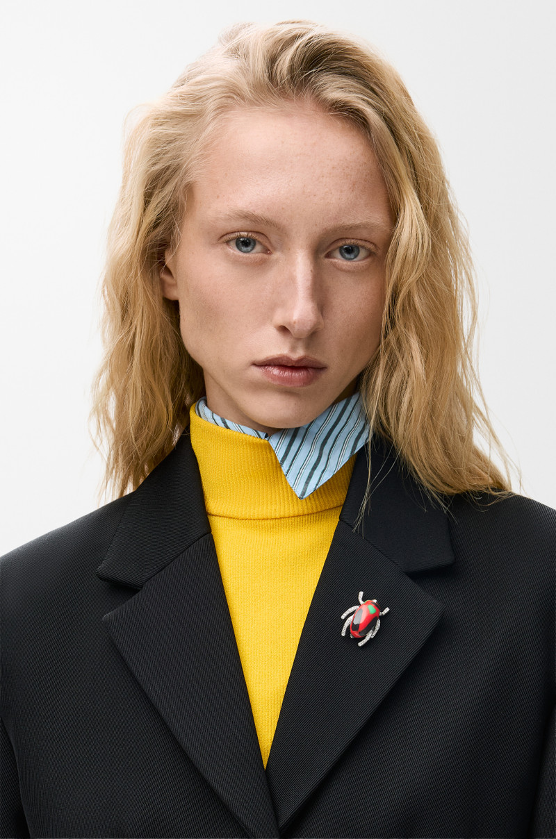 Loewe Scarabeo brooch in sterling silver and enamel outlook