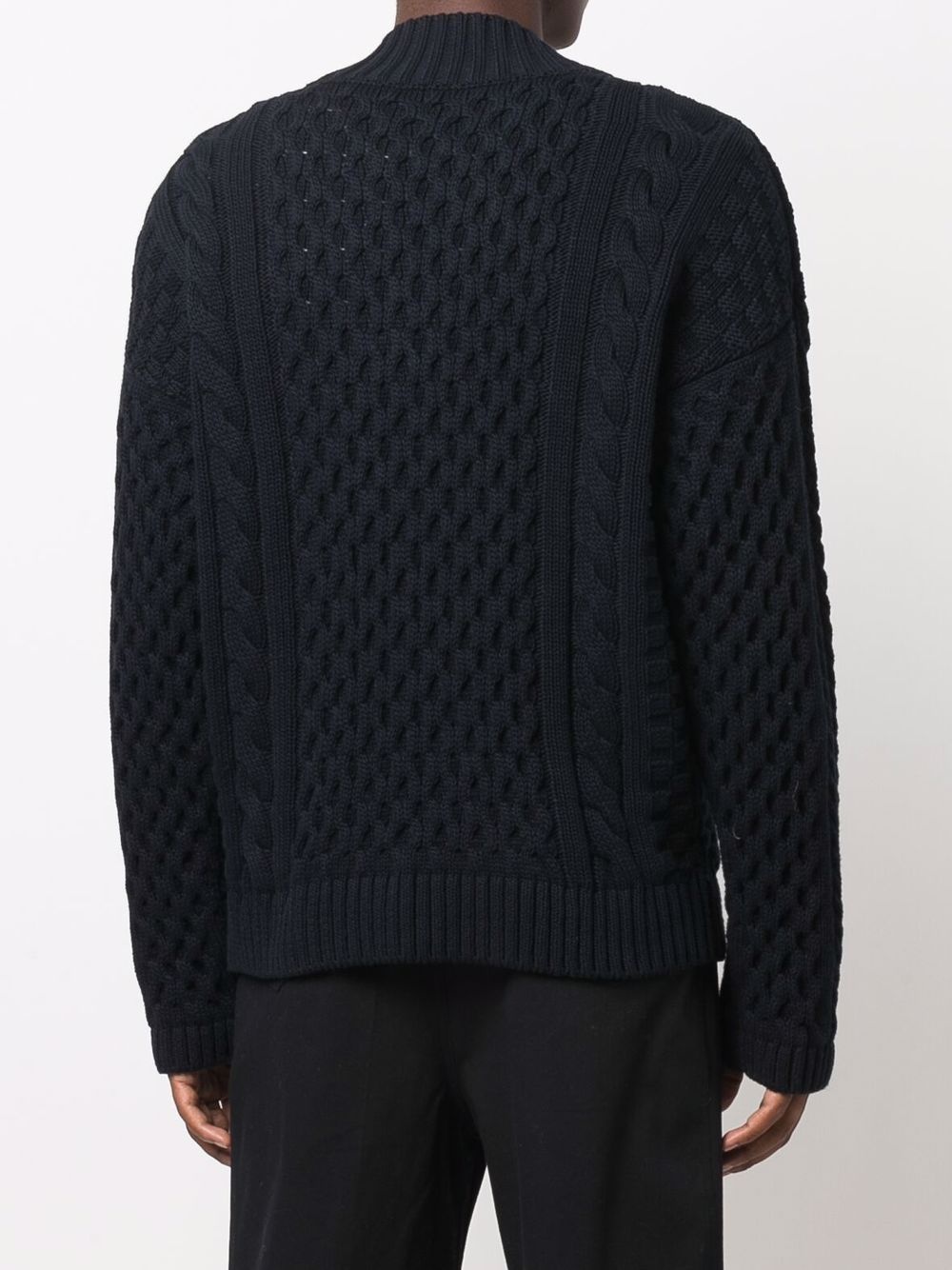 cable-knit V-neck jumper - 4