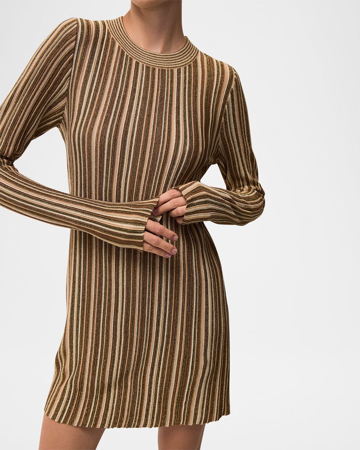 Jane Stripe Long-Sleeve Mini Dress - 4