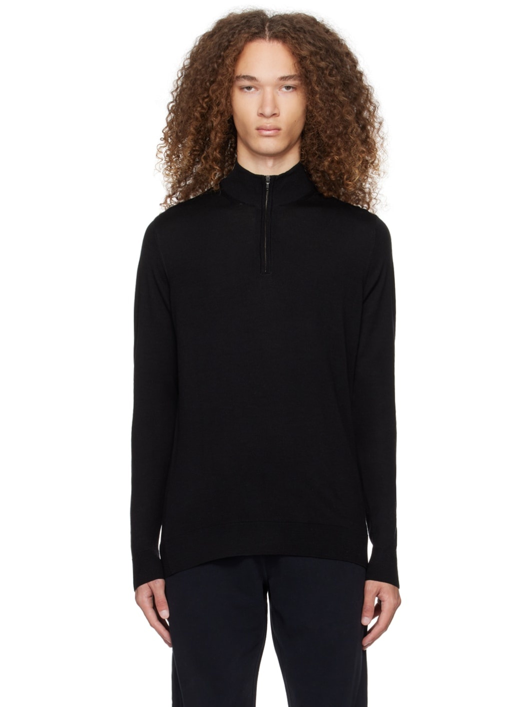 Black Half-Zip Sweater - 1