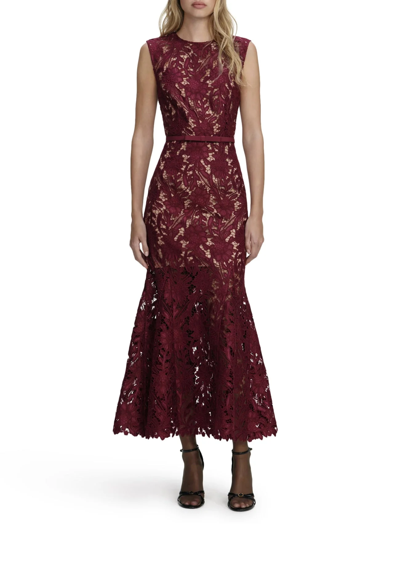 GUIPURE LACE MIDI DRESS - 1