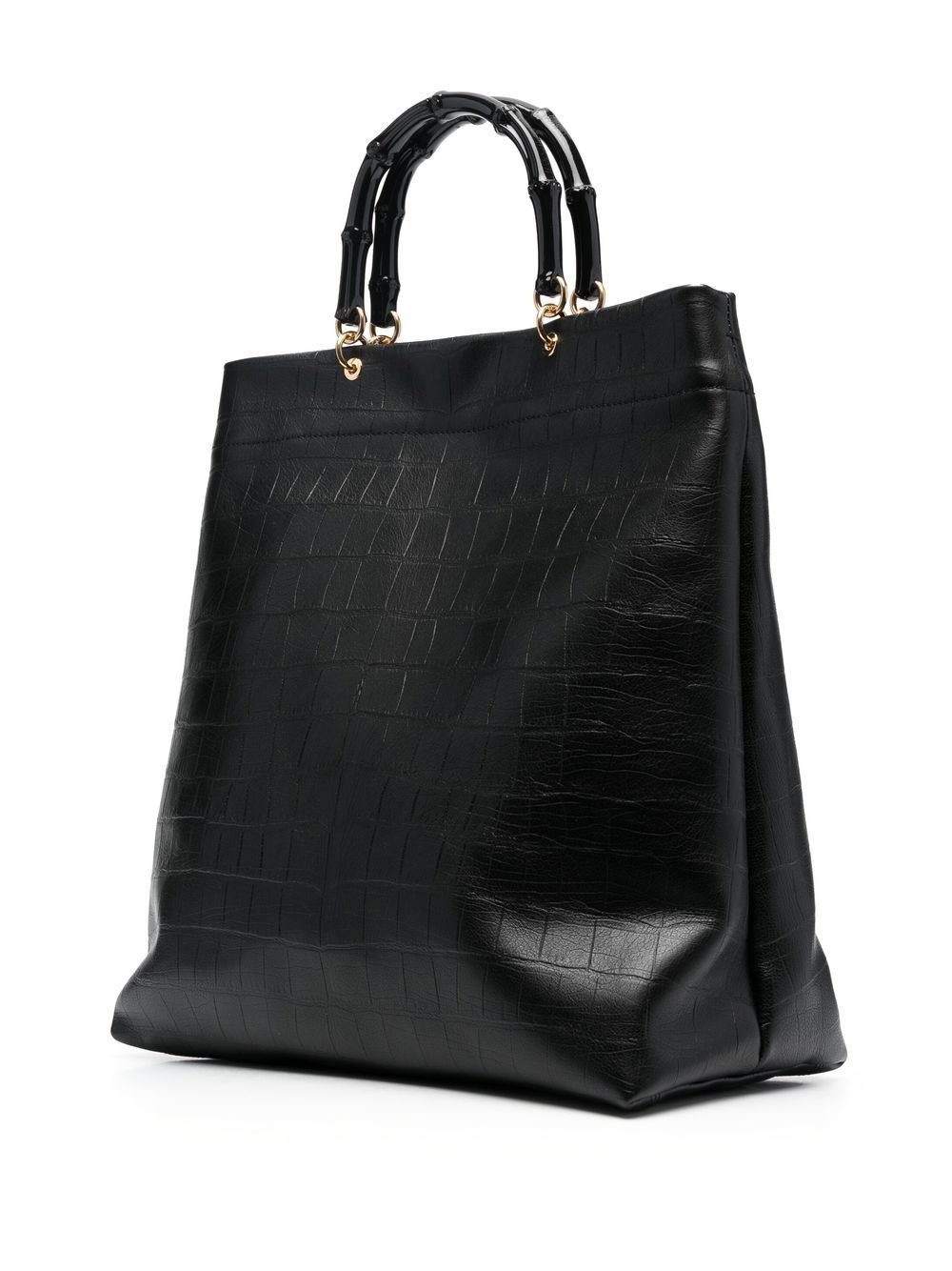 bamboo-handle embossed tote bag - 3