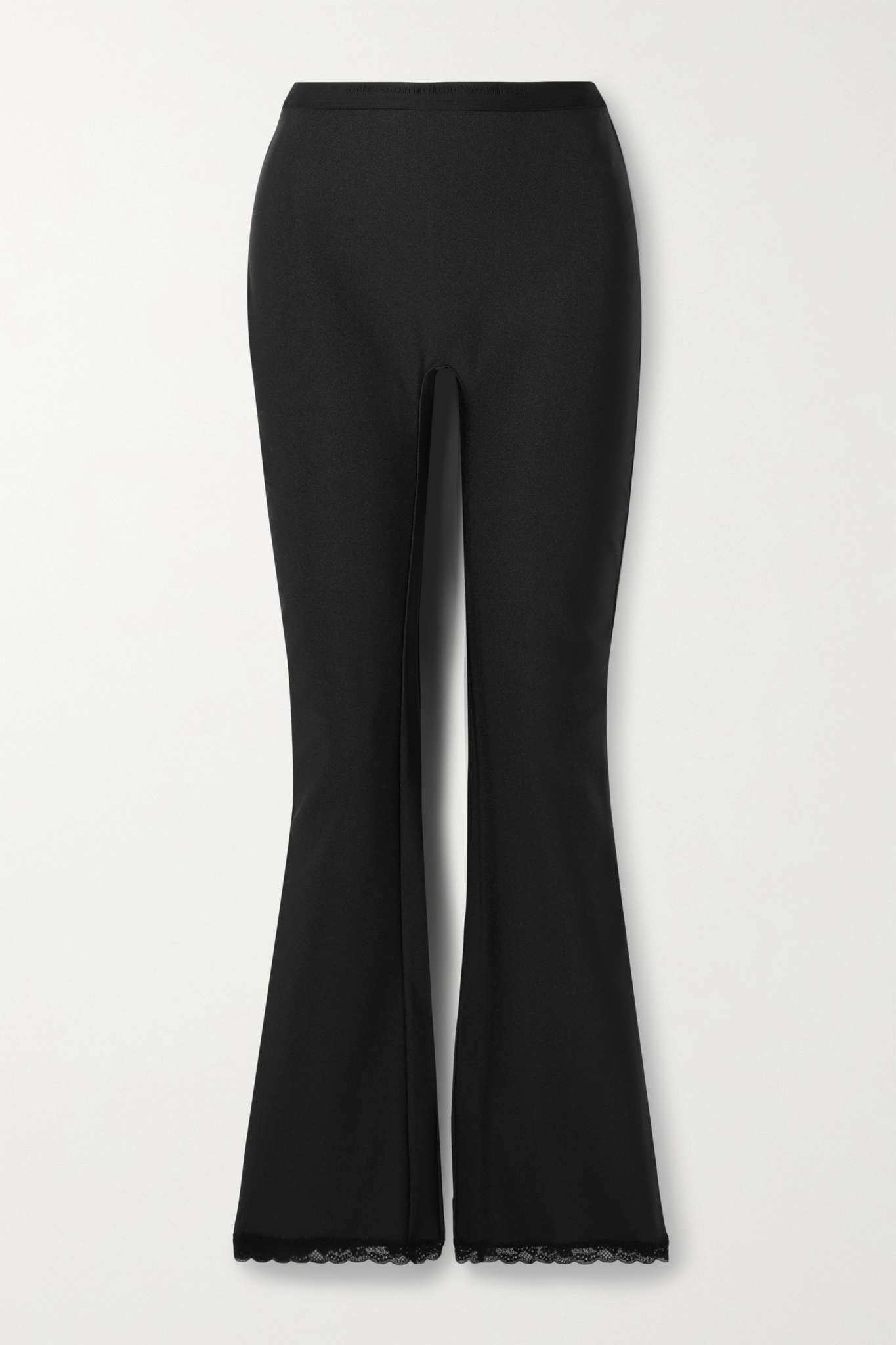 Lace-trimmed stretch flared leggings - 1