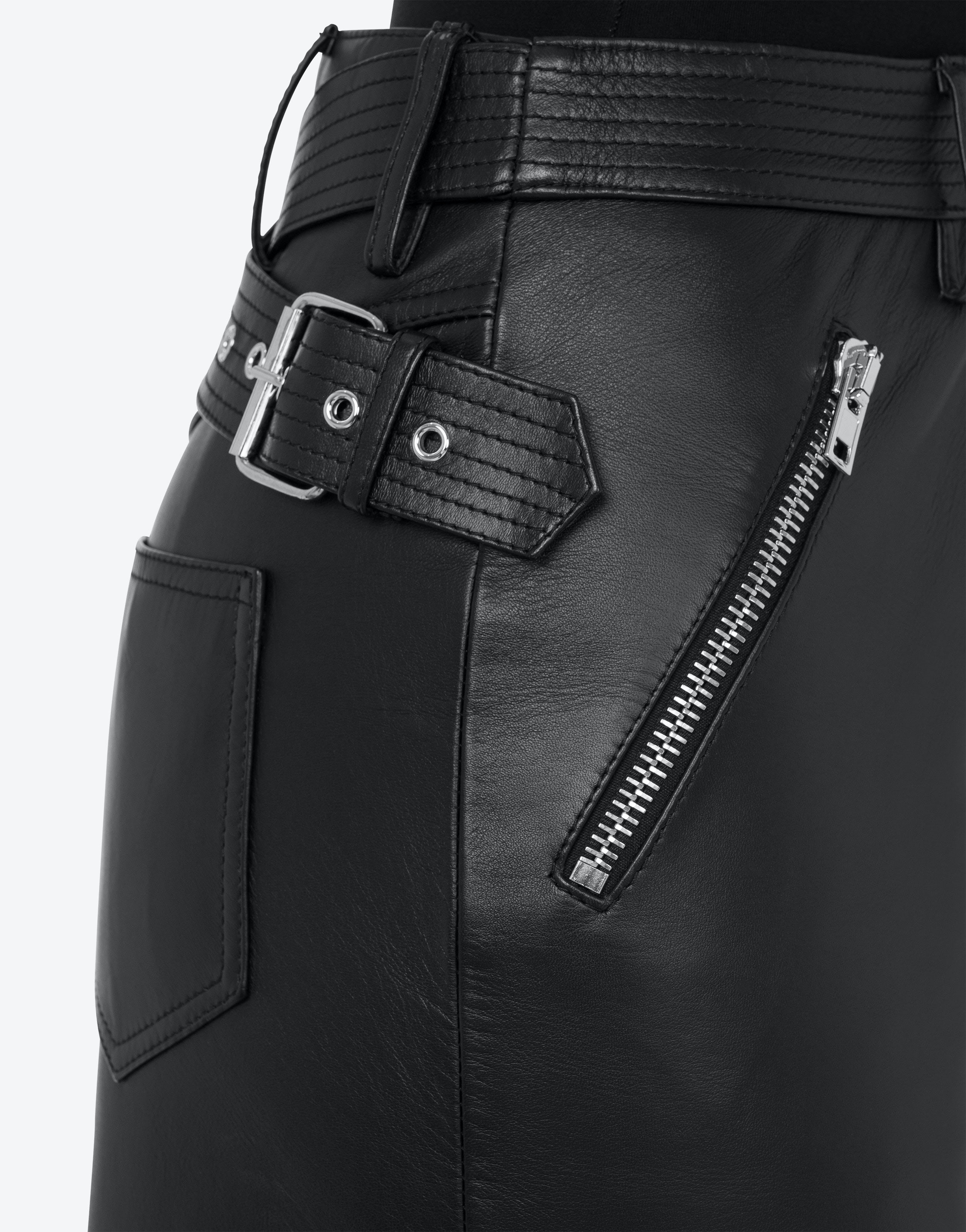 BIKER DETAILS NAPPA LEATHER MINISKIRT - 4