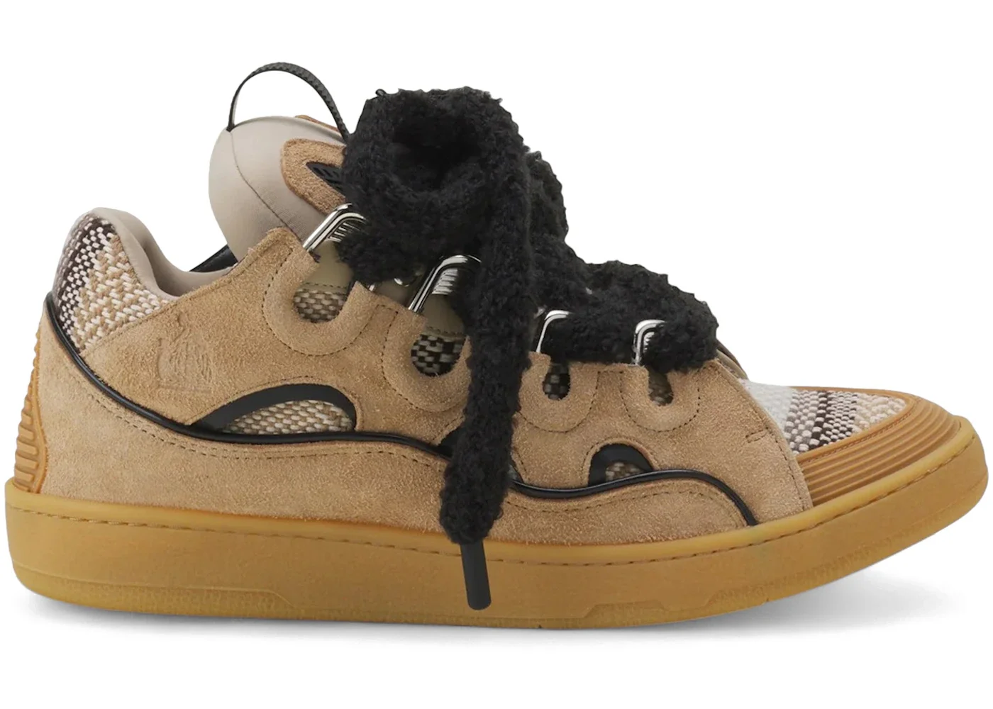 Lanvin Suede Curb Mesh Laces Biege - 1