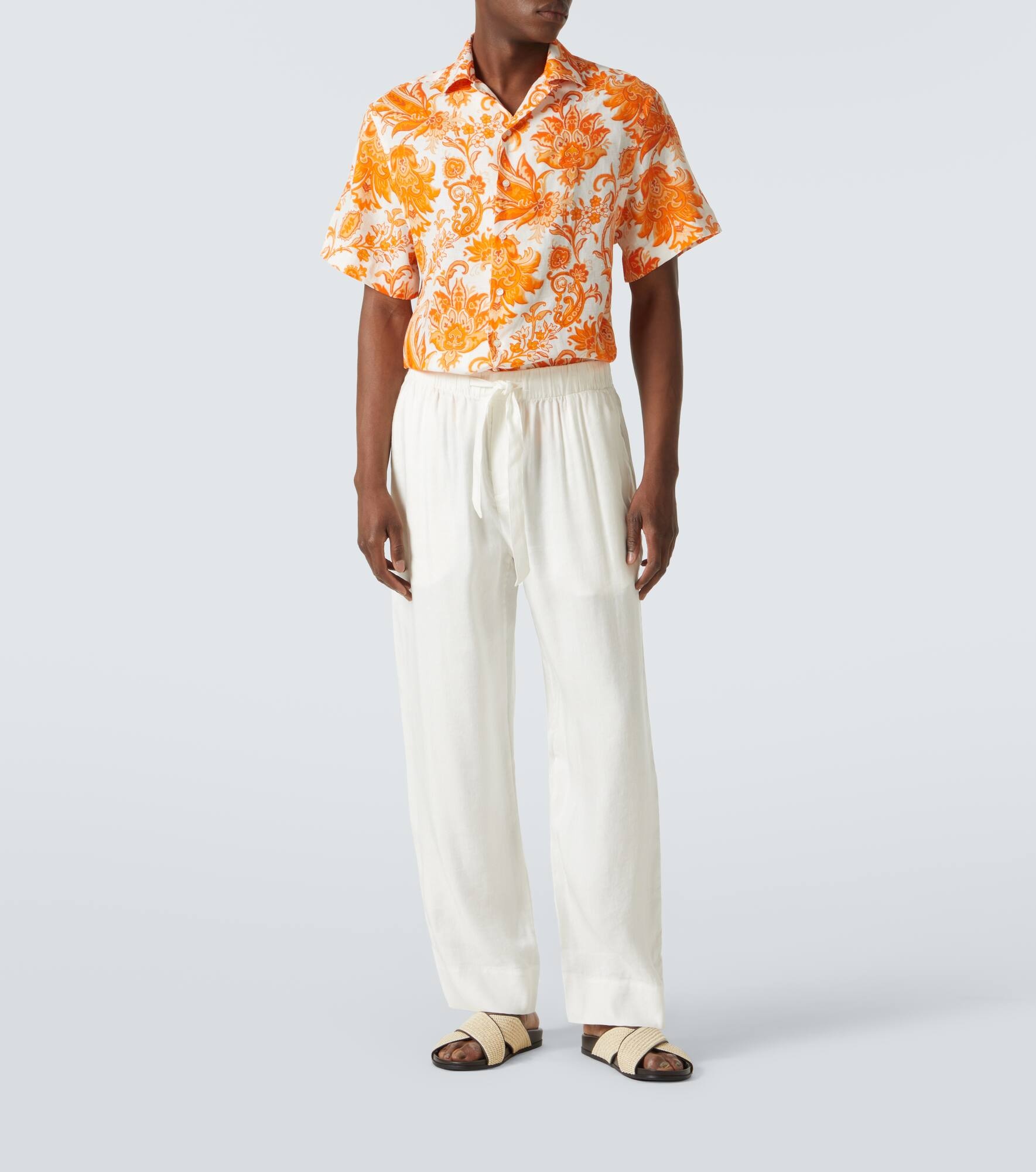 Printed linen bowling shirt - 2