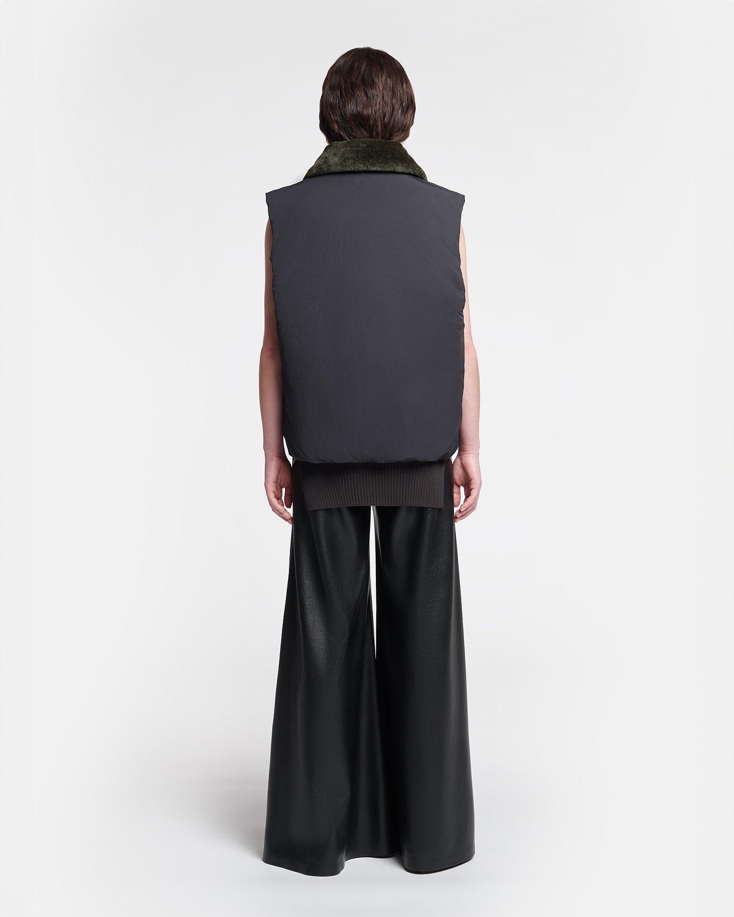 Faux Fur and Tech Nylon Vest - 4