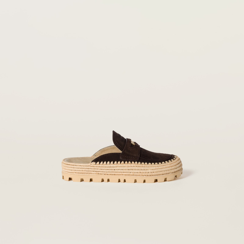 Suede and raffia flatform mules 2